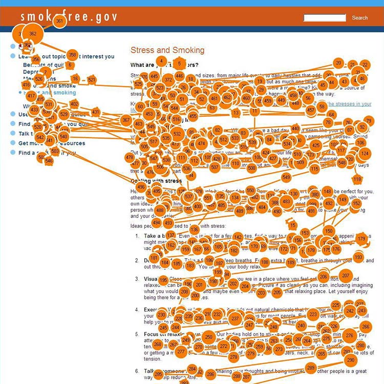 Eyetracking study of a user who has limited literacy skills reading (and re-reading) every word.